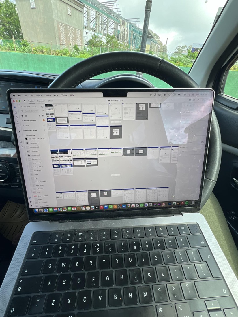 Sketching, parked in my car