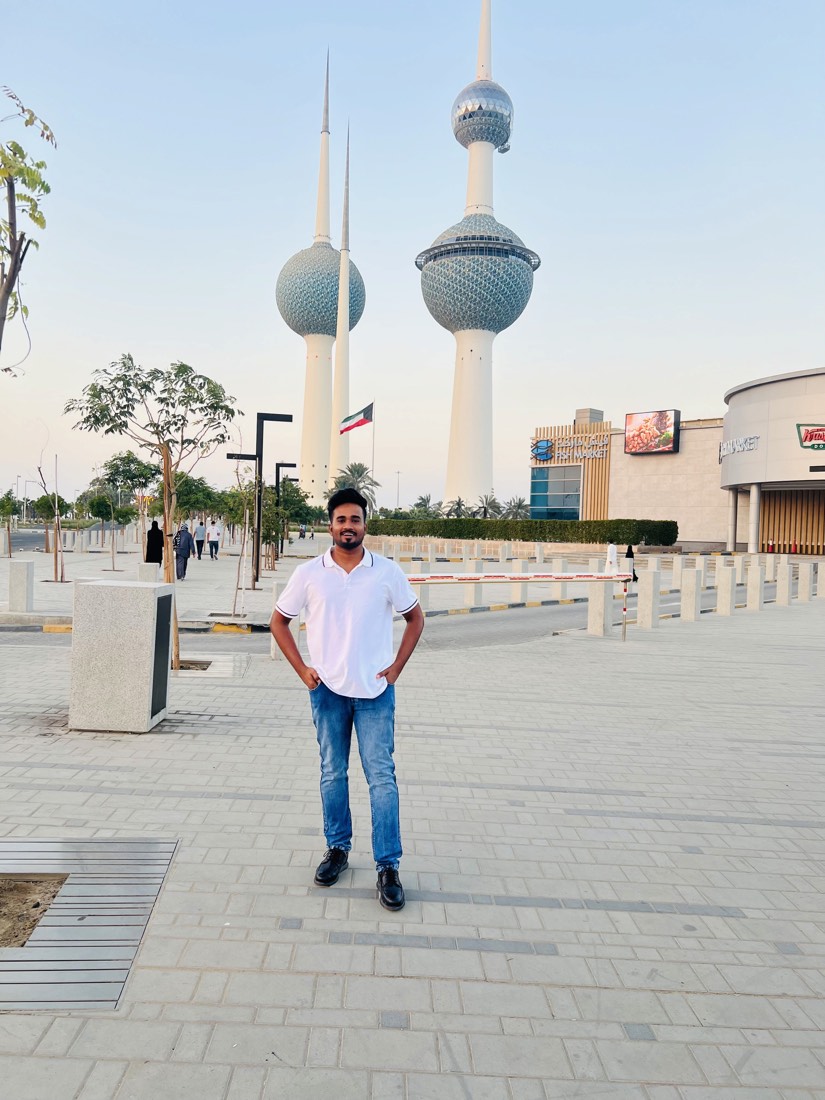 In front of the Kuwait Towers