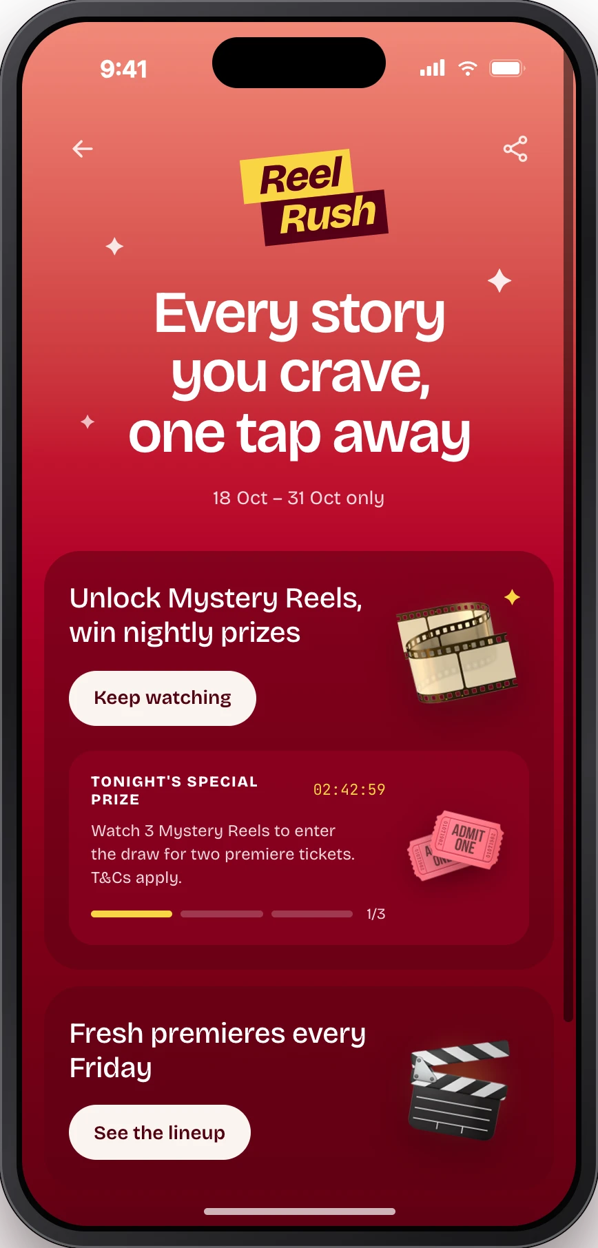 Reel Rush campaign screen