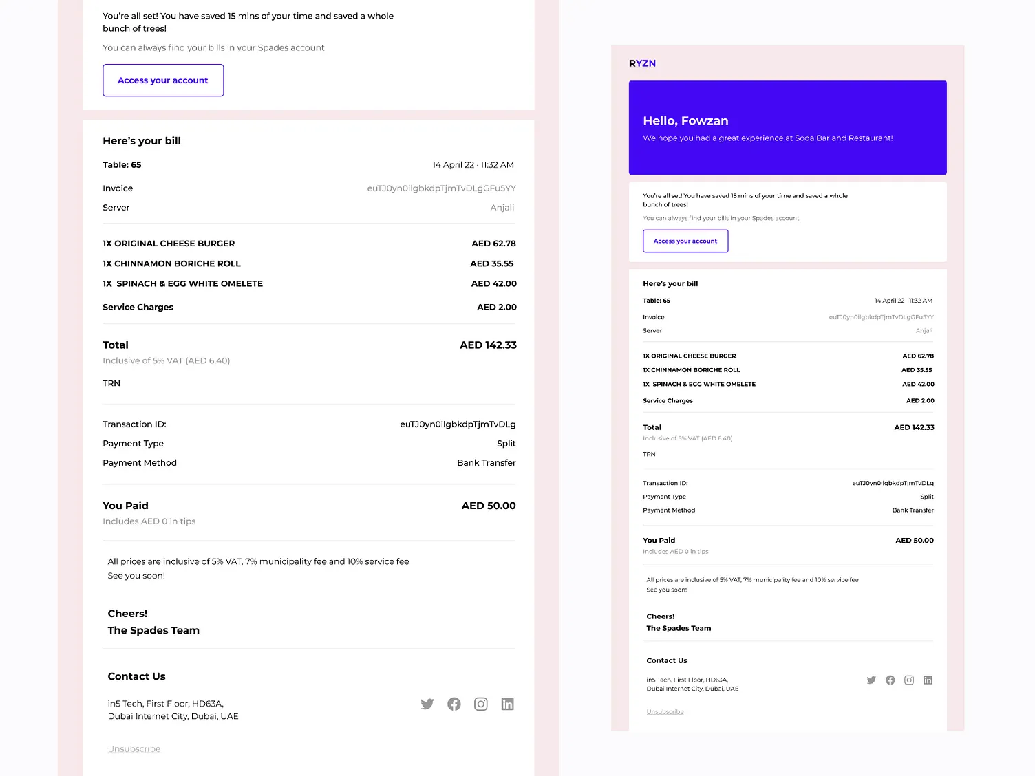 Spades bill email
