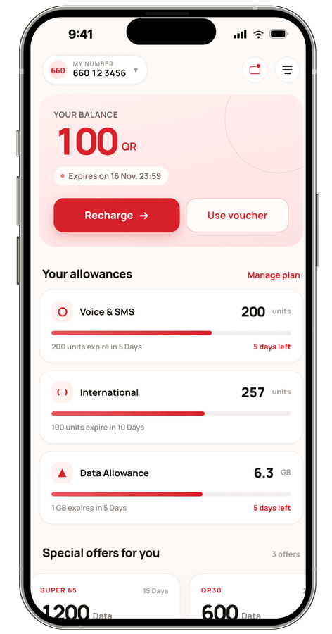 Telecom balance screen