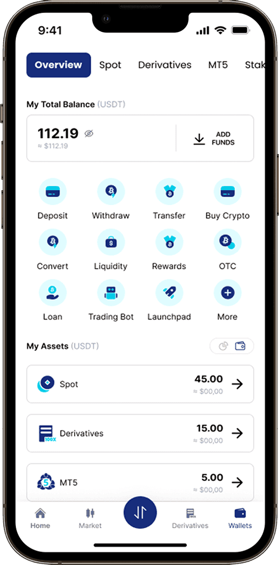 Redesigned BitDelta wallet screen