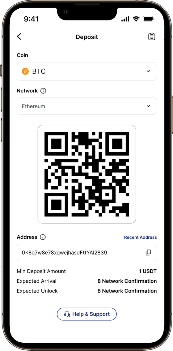 Redesigned BitDelta wallet screen