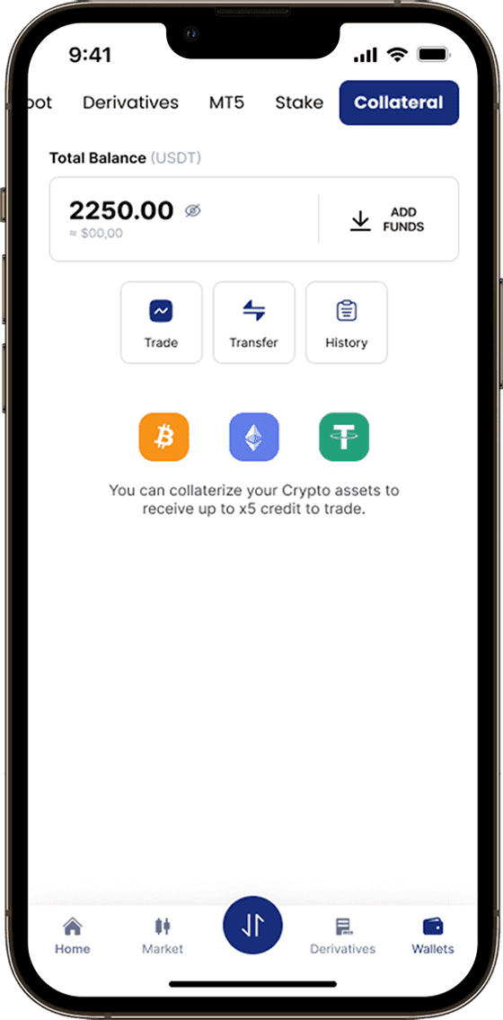 Redesigned BitDelta wallet screen