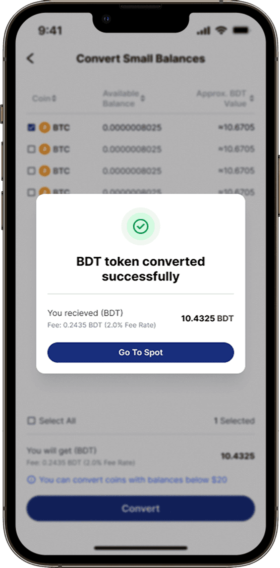 Redesigned BitDelta wallet screen