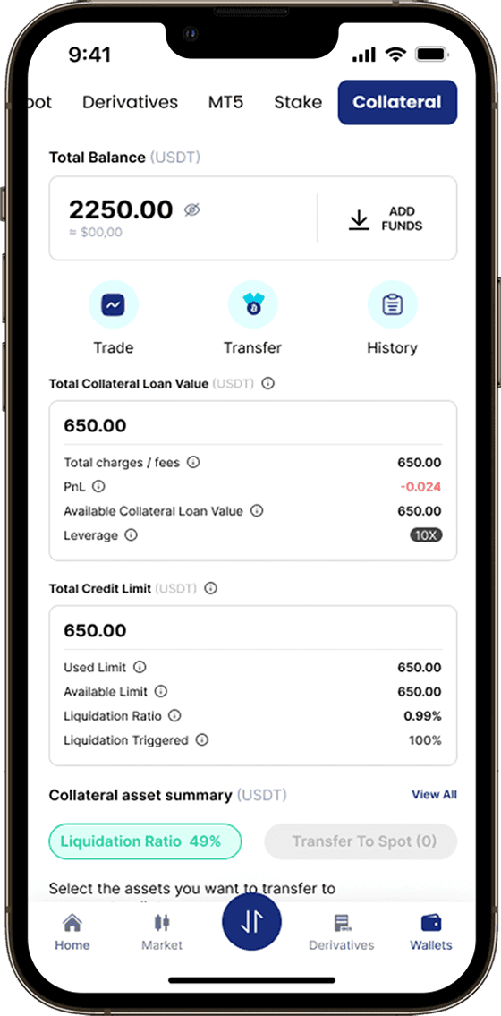 Redesigned BitDelta wallet screen