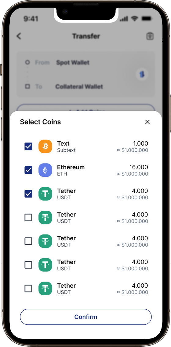 Redesigned BitDelta wallet screen