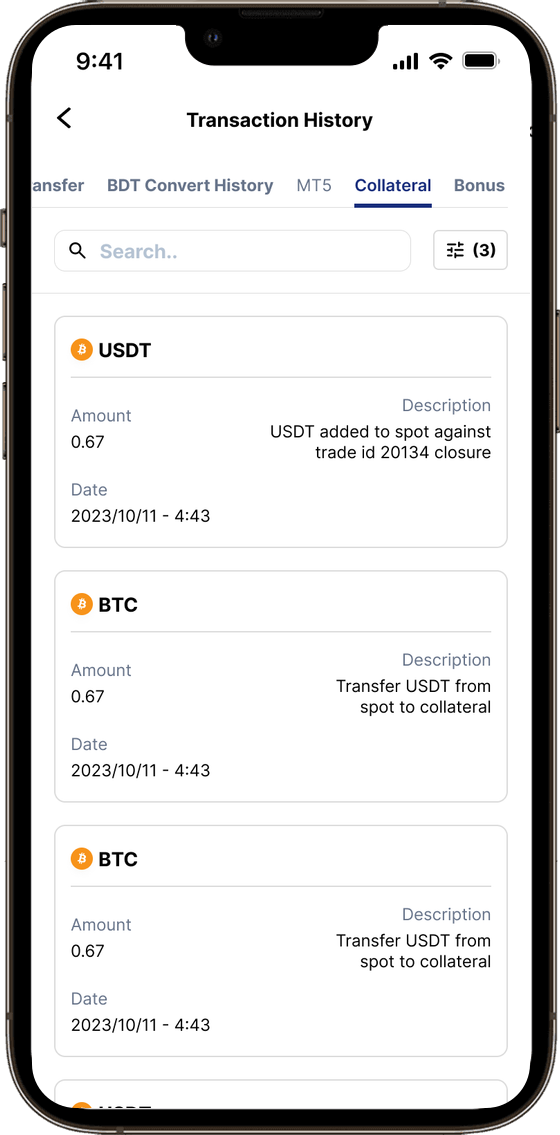 Redesigned BitDelta wallet screen