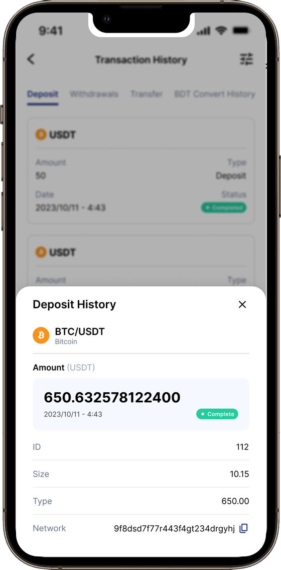 Redesigned BitDelta wallet screen