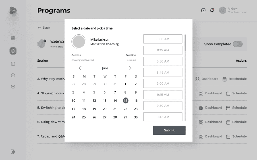 Booking — date & time