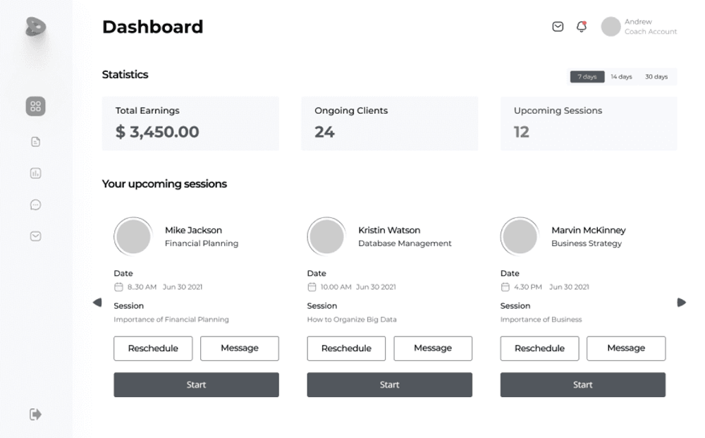 Coach — dashboard